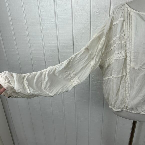 Free People Women Oversized Top Blouse White Boho Romantic Feminine Size Small - Picture 2 of 11